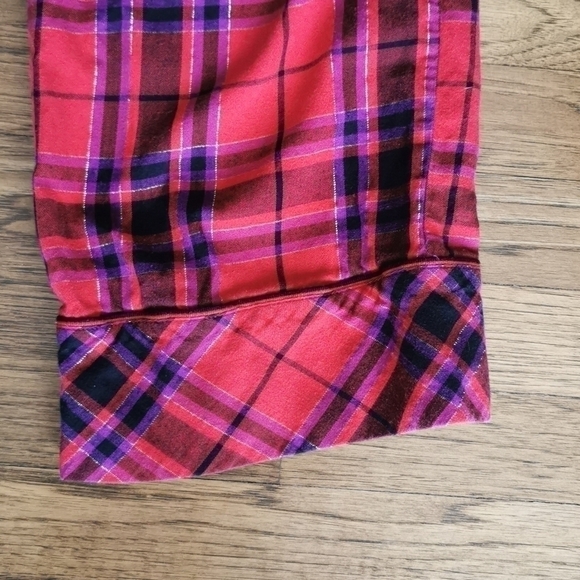 Victoria's Secret Light Flannel Plaid PJ Bottoms Small Red Purple Gold - Picture 5 of 5